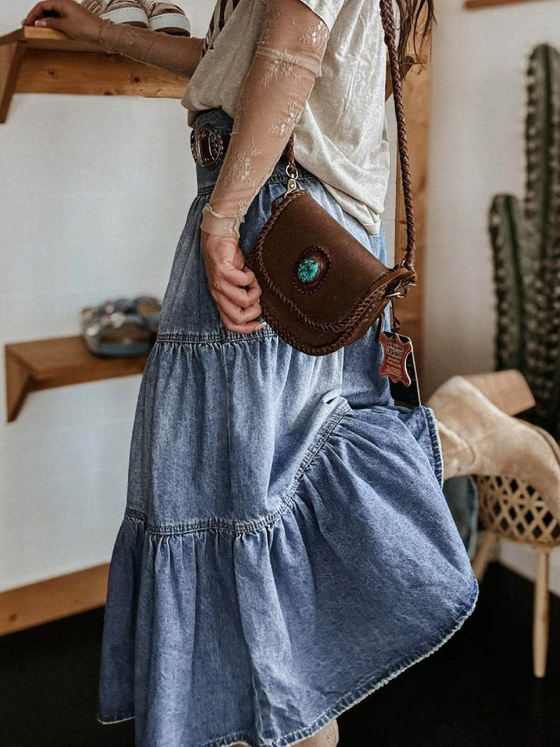 Tiered Button-Fly Denim Skirt - UnLaced Boutique