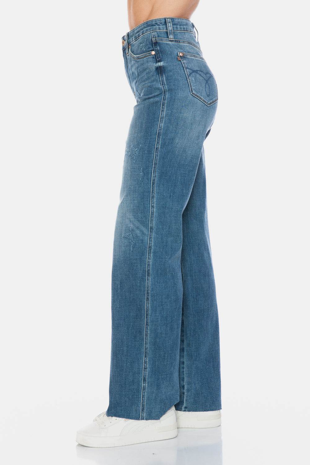 Judy Blue Full Size Tummy Control Cut Raw Hem Straight Jeans - UnLaced Boutique