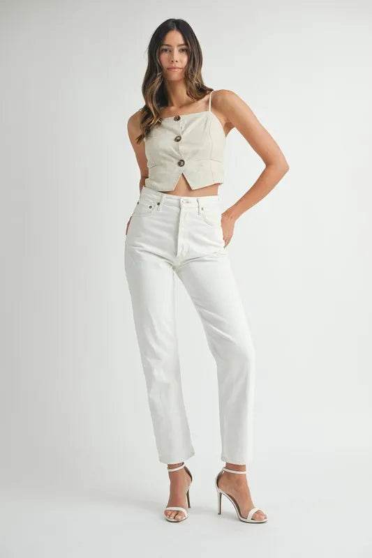 MABLE Linen Mix Button Down Tank Top - UnLaced Boutique