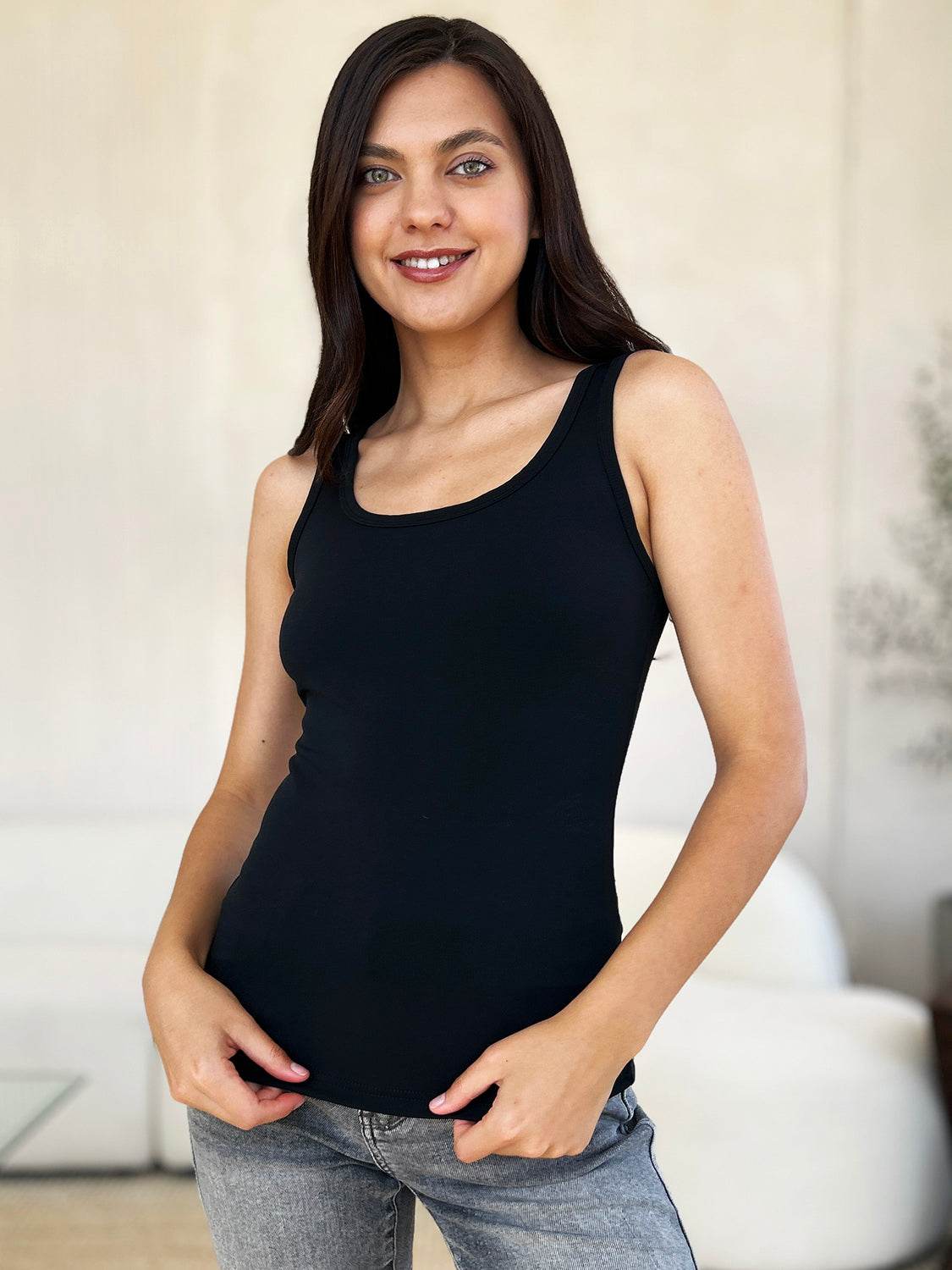 Basic Bae Full Size Square Neck Wide Strap Tank - UnLaced Boutique