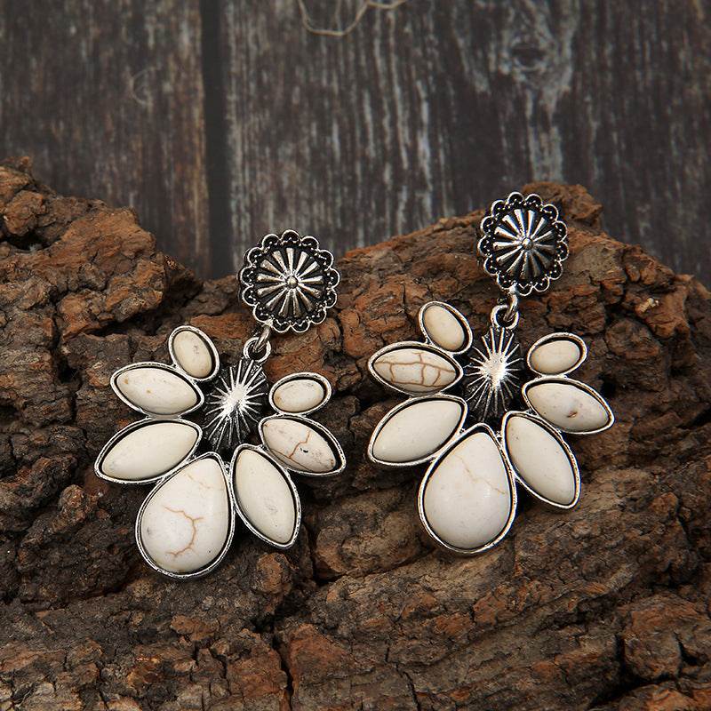 Artificial Turquoise Flower Earrings - UnLaced Boutique