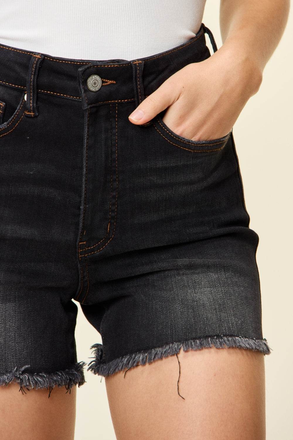 Judy Blue Full Size Tummy Control Fray Hem Shorts - UnLaced Boutique
