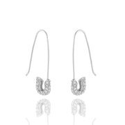 CZ Pave Diamond Safety Pin Earrings