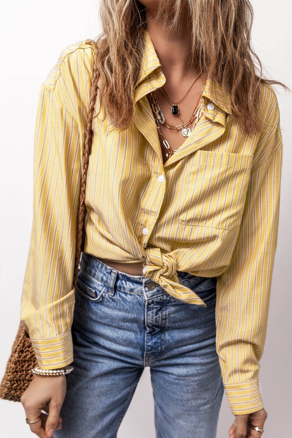 Striped Button Up Long Sleeve Shirt - UnLaced Boutique