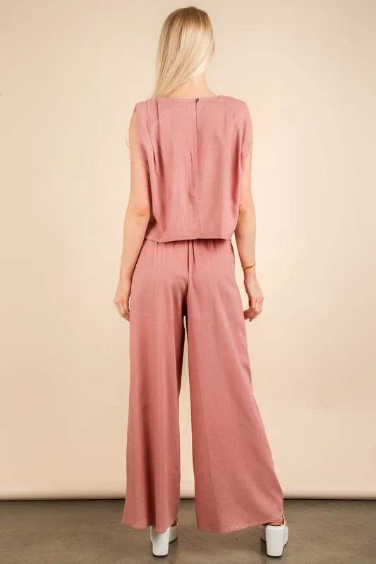VERY J Solid Woven Top & Pants Set - UnLaced Boutique