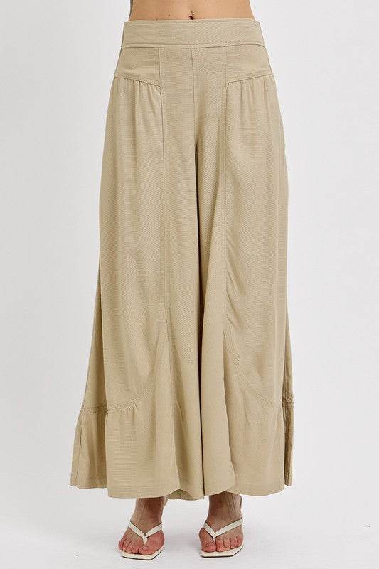 RISEN Shirring Detail Wide Leg Pants - UnLaced Boutique