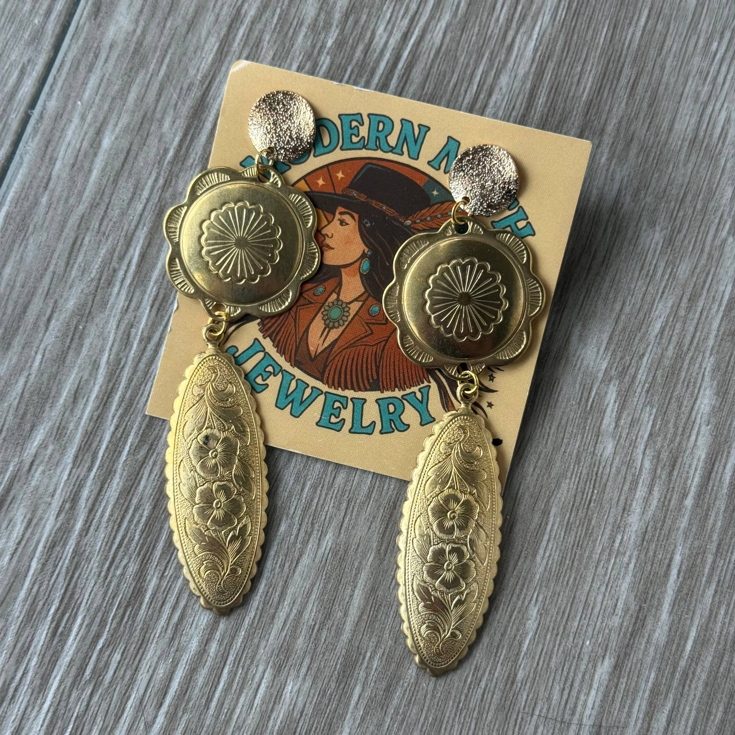 Decorative concho earrings 