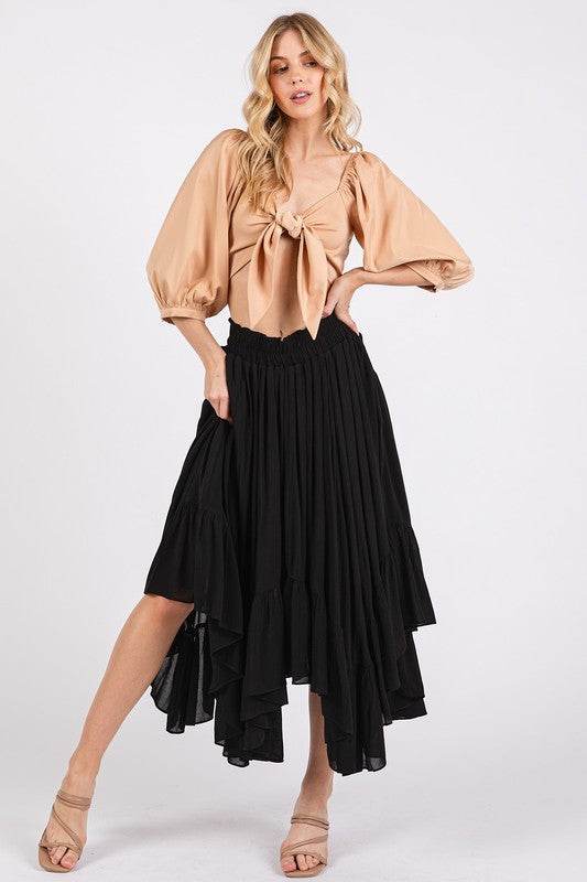 Mittoshop Handkerchief Hem Elastic Waist Pocket Midi Skirt - UnLaced Boutique