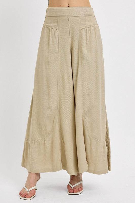 RISEN Shirring Detail Wide Leg Pants - UnLaced Boutique