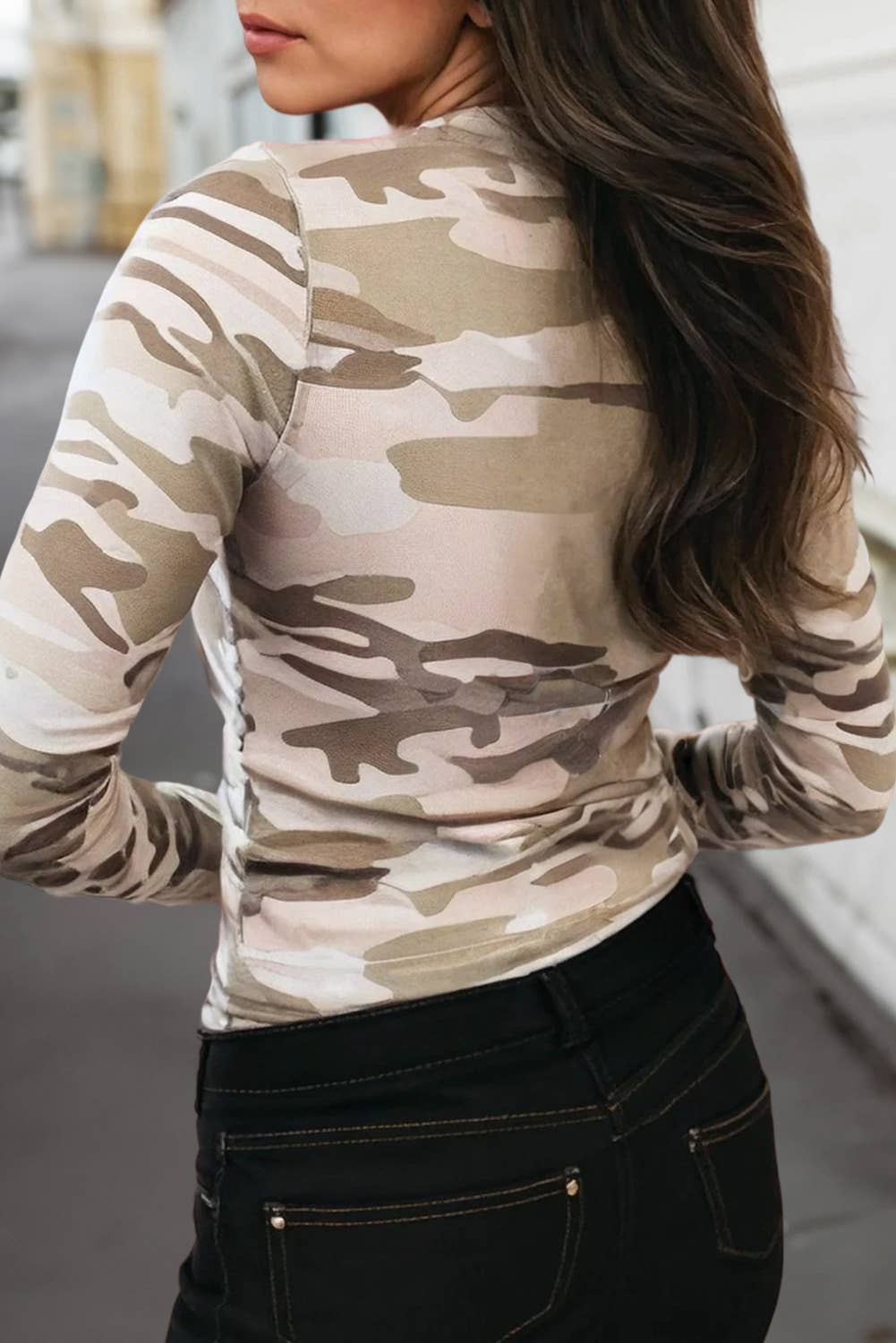 Western Camouflage Mesh Long Sleeve Top | S-XL