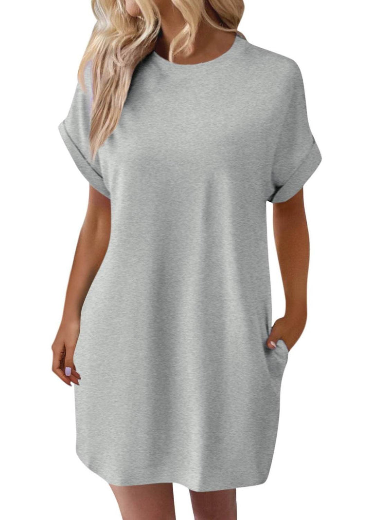 Round Neck Short Sleeve Mini Dress - UnLaced Boutique