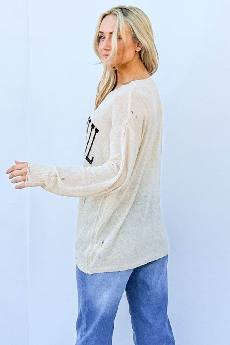 And The Why GRATEFUL Long Sleeve Knit Top - UnLaced Boutique