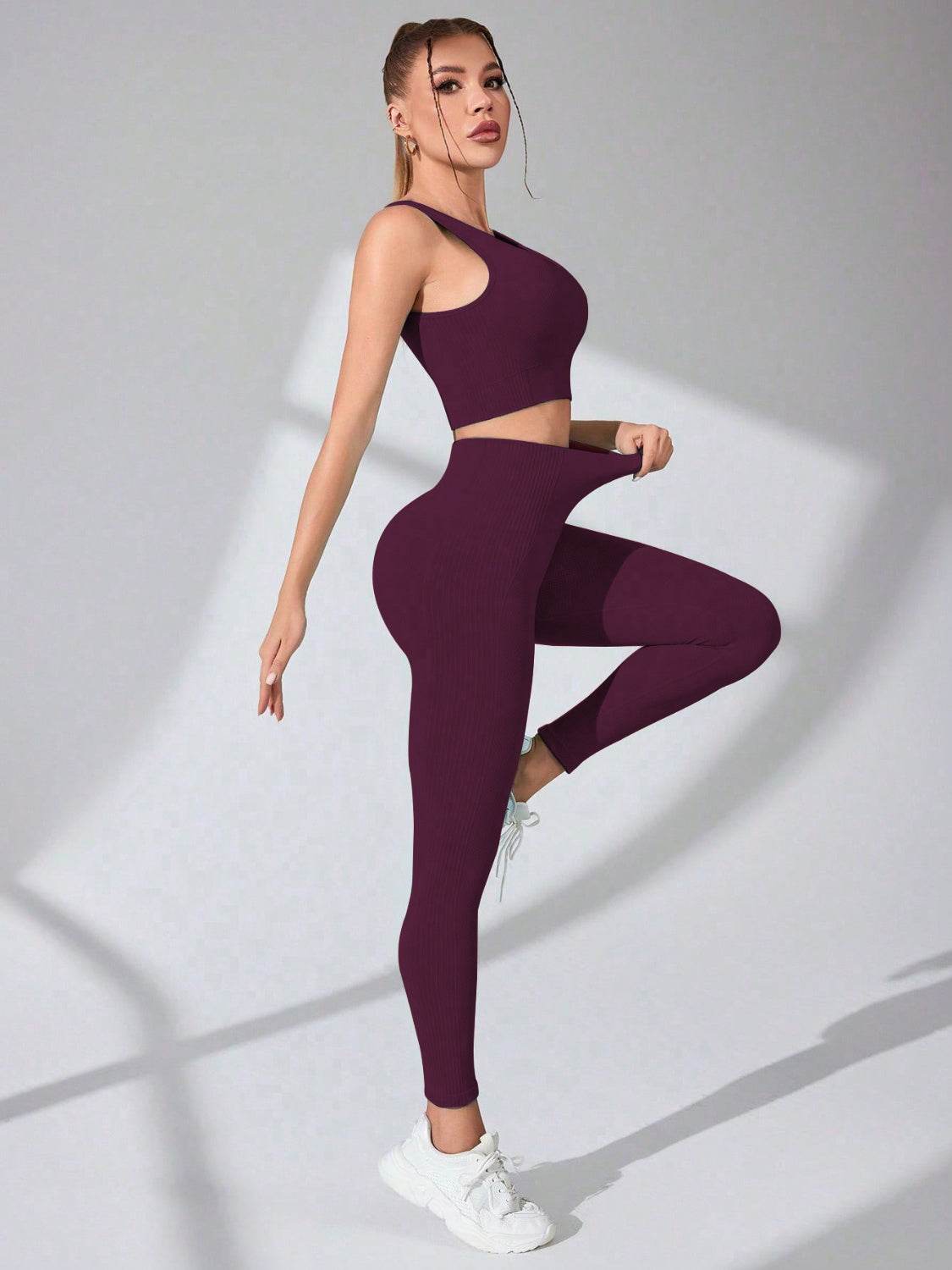 Scoop Neck Wide Strap Top and Pants Active Set - UnLaced Boutique