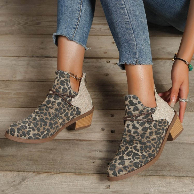 Contrast Canvas Low Heel Boots - UnLaced Boutique