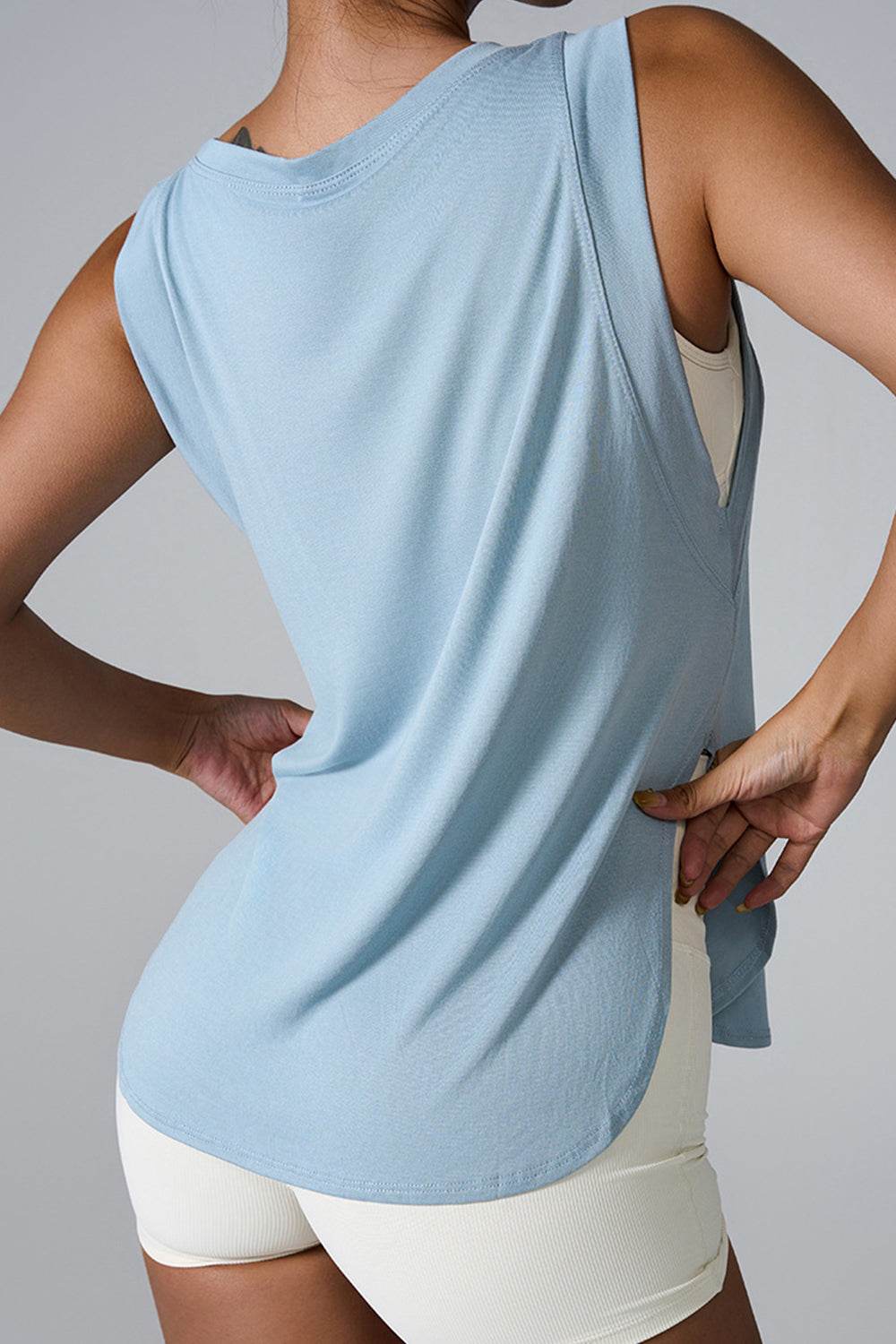 Slit Round Neck Active Tank - UnLaced Boutique
