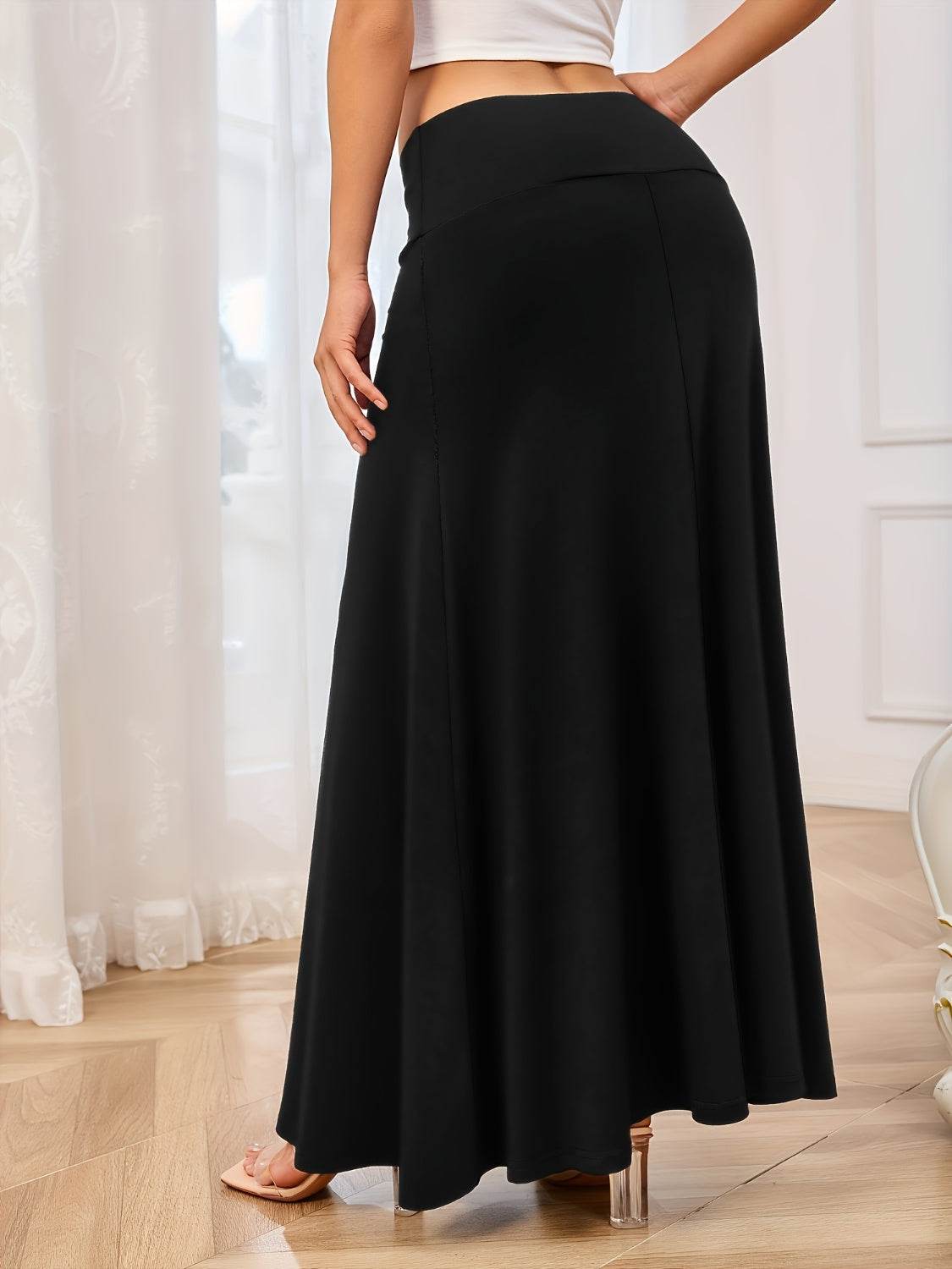 Solid Elastic Waist Maxi Skirt - UnLaced Boutique