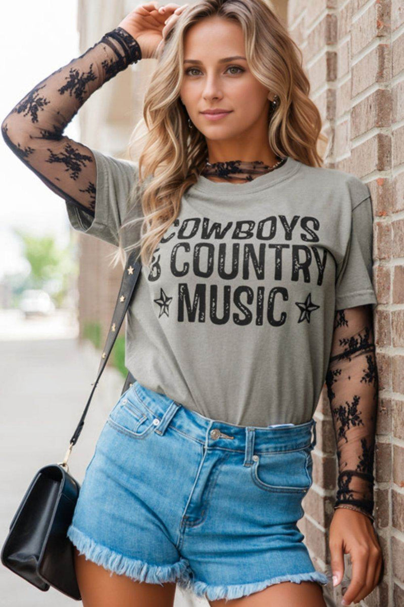 Letter Graphic Round Neck Short Sleeve T-Shirt - UnLaced Boutique