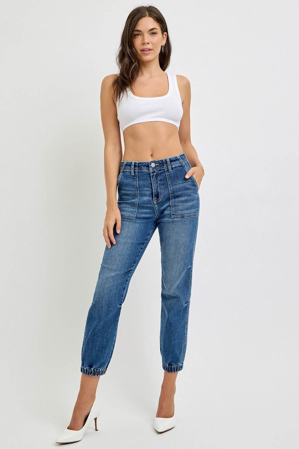 RISEN Full Size High Rise Ankle Jogger Jeans - UnLaced Boutique