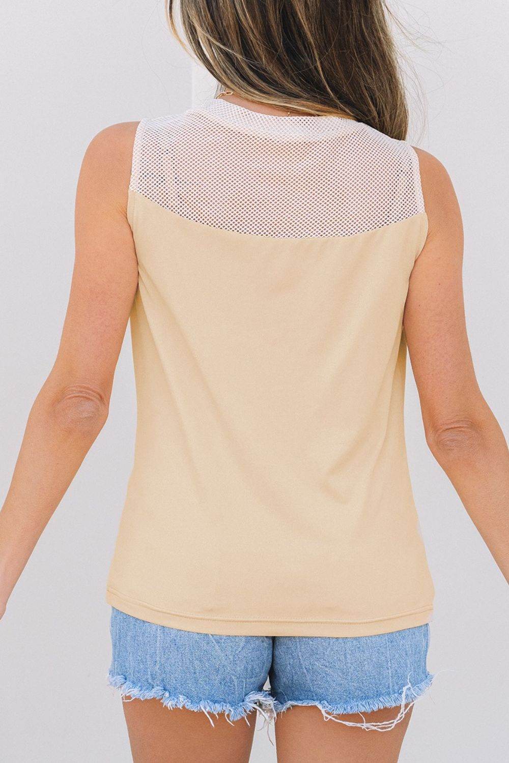 Mesh Patchwork Crew Neck Tank - UnLaced Boutique