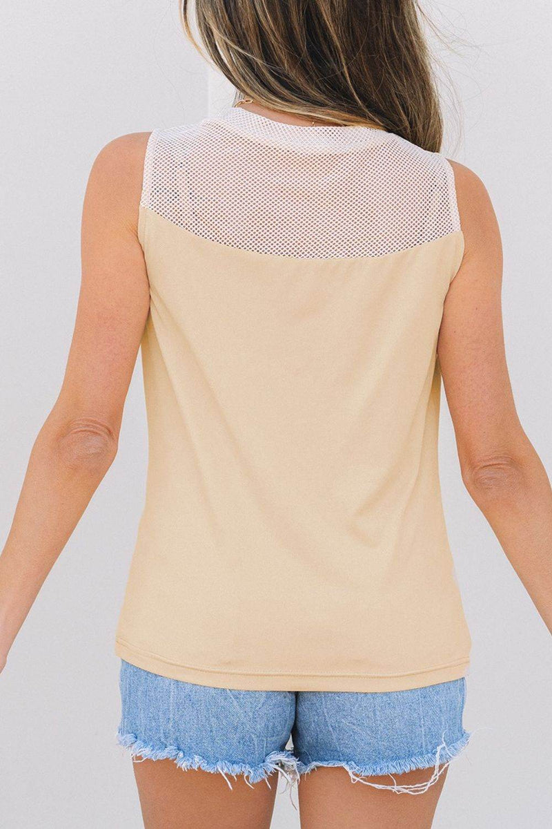 Mesh Patchwork Crew Neck Tank - UnLaced Boutique