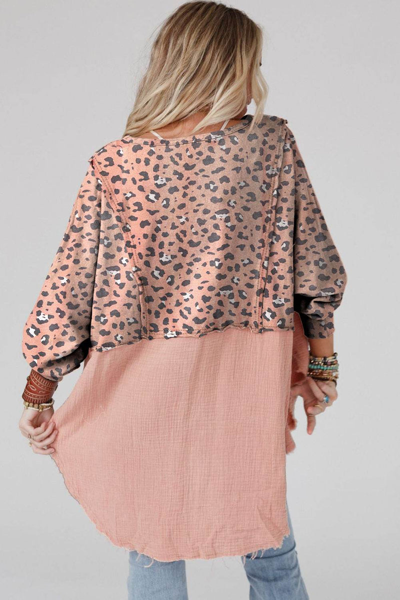 Textured Leopard Dropped Shoulder Blouse - UnLaced Boutique