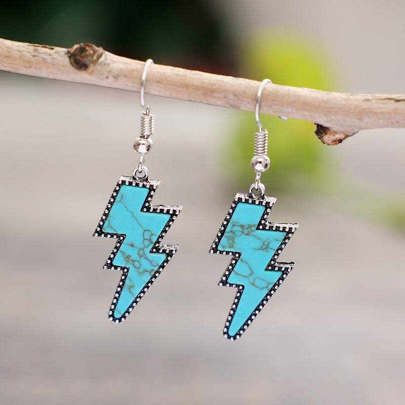 Artificial Turquoise Lightning Dangle Earrings - UnLaced Boutique