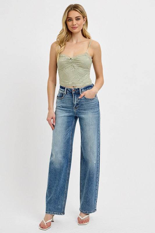 RISEN Full Size Distressed Wide Leg Jeans Plus Size - UnLaced Boutique