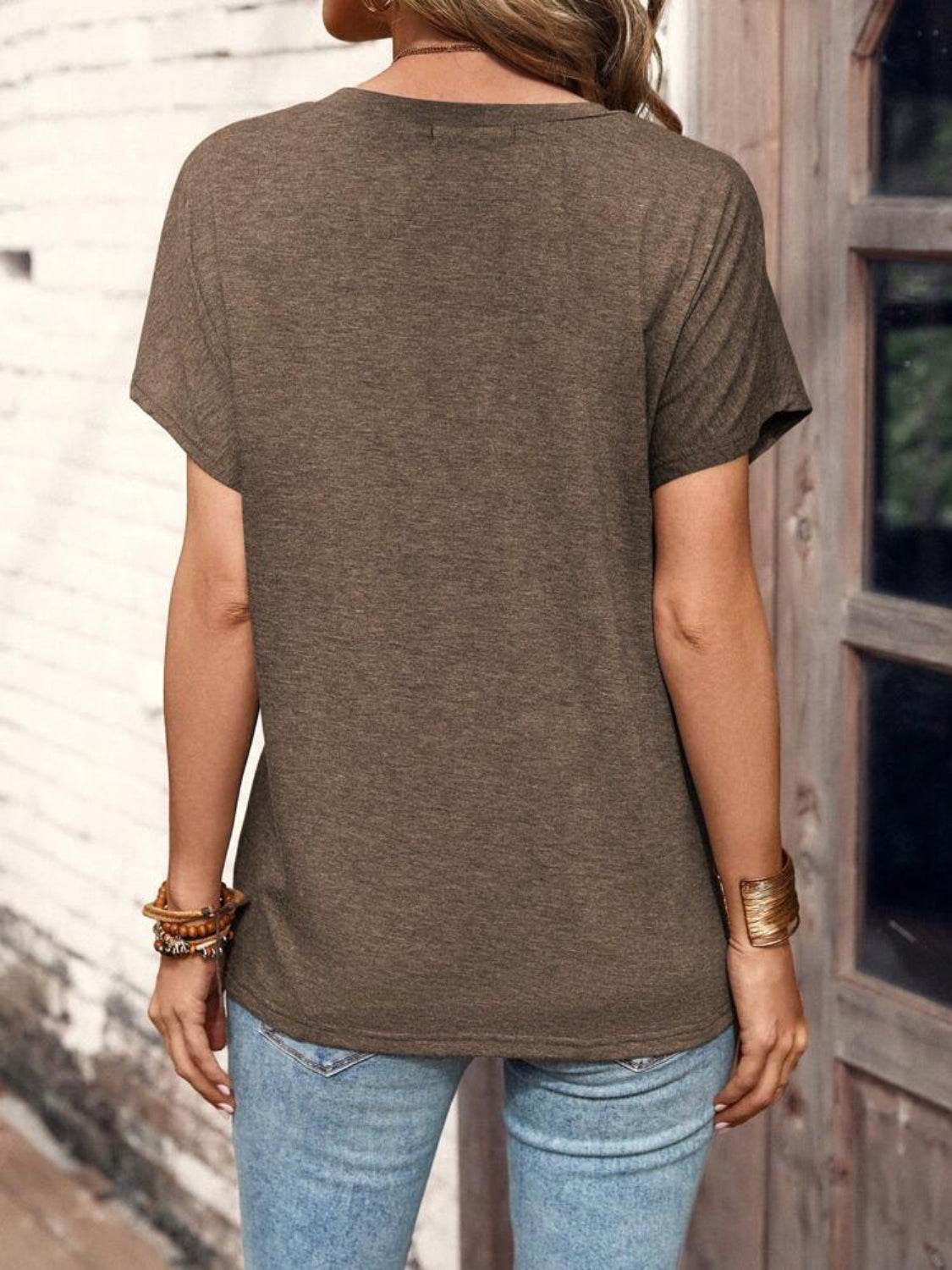Half Button Short Sleeve Top - UnLaced Boutique