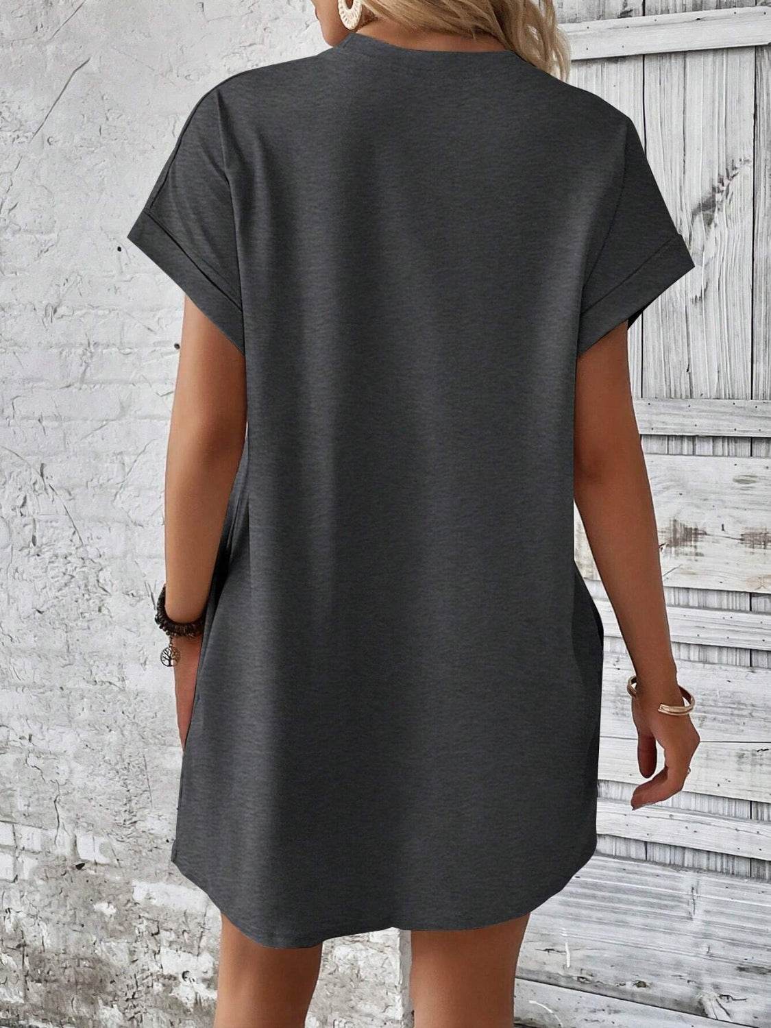 Round Neck Short Sleeve Mini Dress - UnLaced Boutique