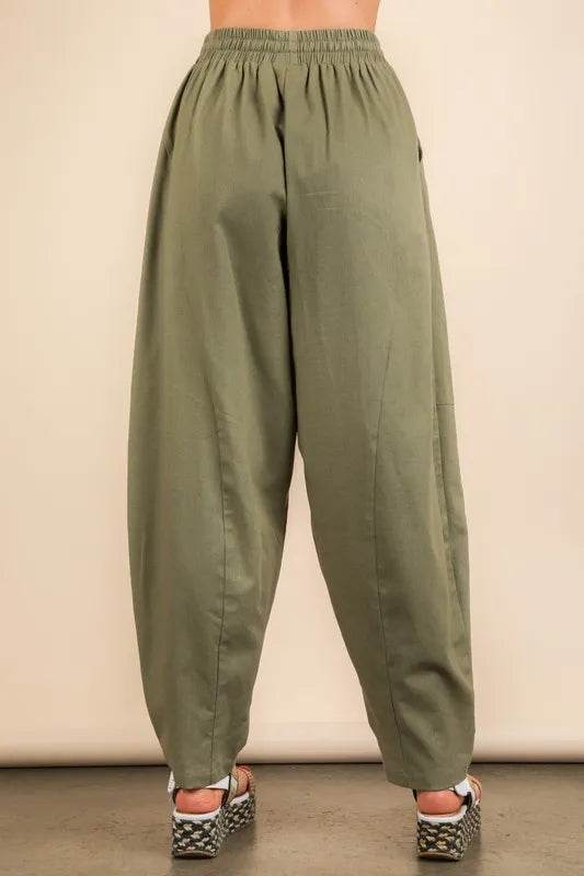 VERY J Solid Barrel Comfy Woven Pants - UnLaced Boutique