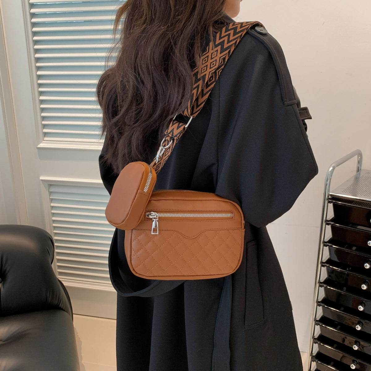 Stitching PU Leather Shoulder Bag - UnLaced Boutique