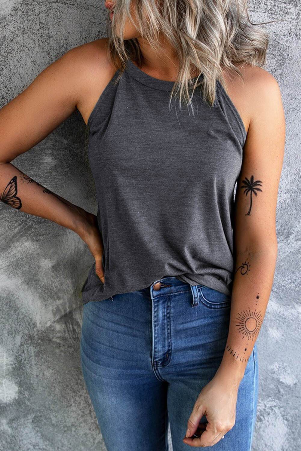 Curved Hem Grecian Tank Top - UnLaced Boutique