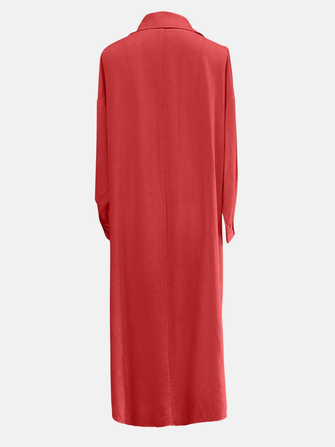 Full Size High-Low Collared Neck Long Sleeve Shirt - UnLaced Boutique