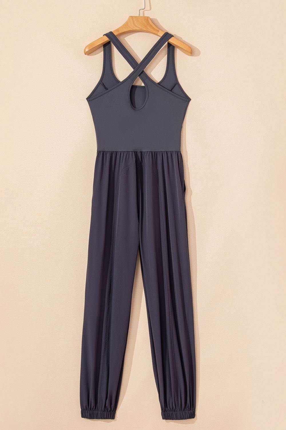 Cutout Square Neck Wide Strap Active Jumpsuit - UnLaced Boutique