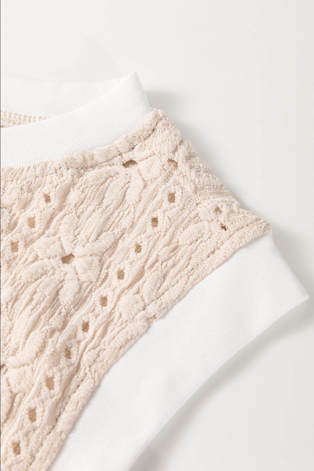 Floral Textured Crew Neck Sleeveless Top - UnLaced Boutique