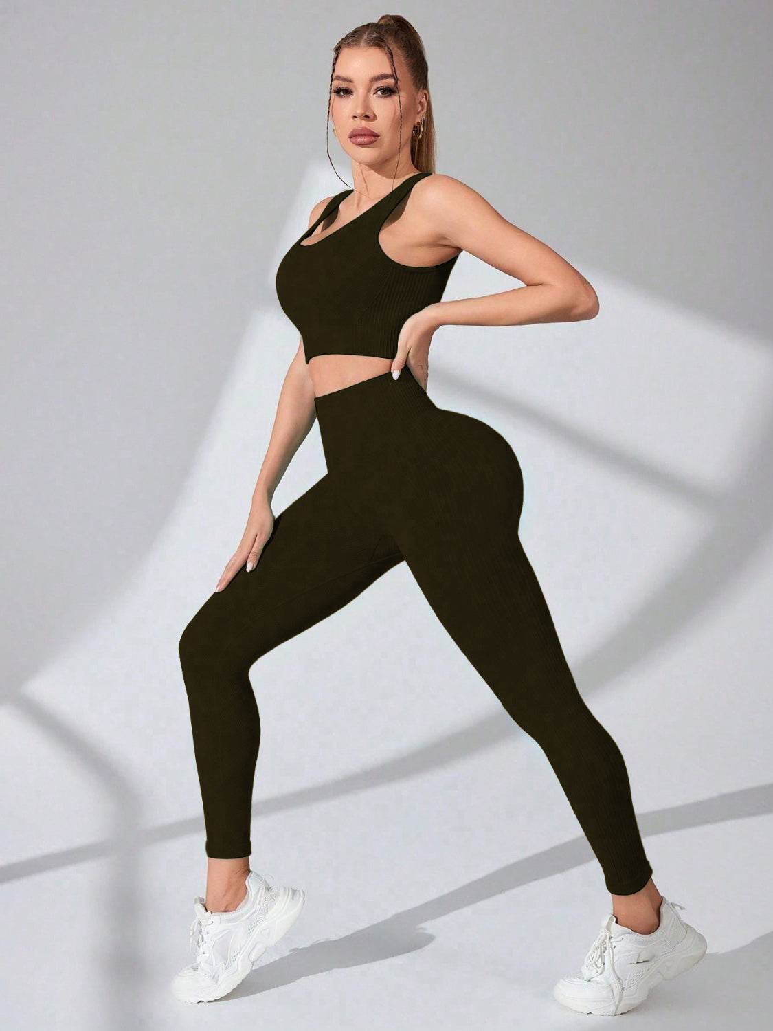 Scoop Neck Wide Strap Top and Pants Active Set - UnLaced Boutique