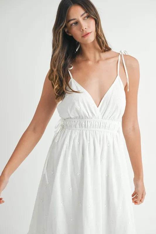 MABLE Eyelet Lace Maxi Dress with Side Strap Details - UnLaced Boutique