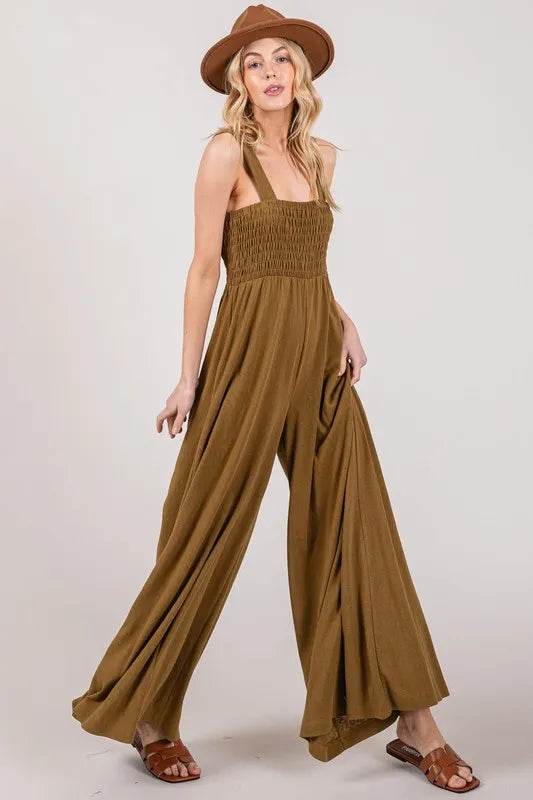 SAGE+FIG Smocked Flowy Wide Leg Jumpsuit - UnLaced Boutique