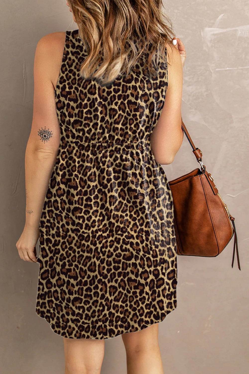 Double Take Printed Scoop Neck Sleeveless Buttoned Magic Dress with Pockets - UnLaced Boutique