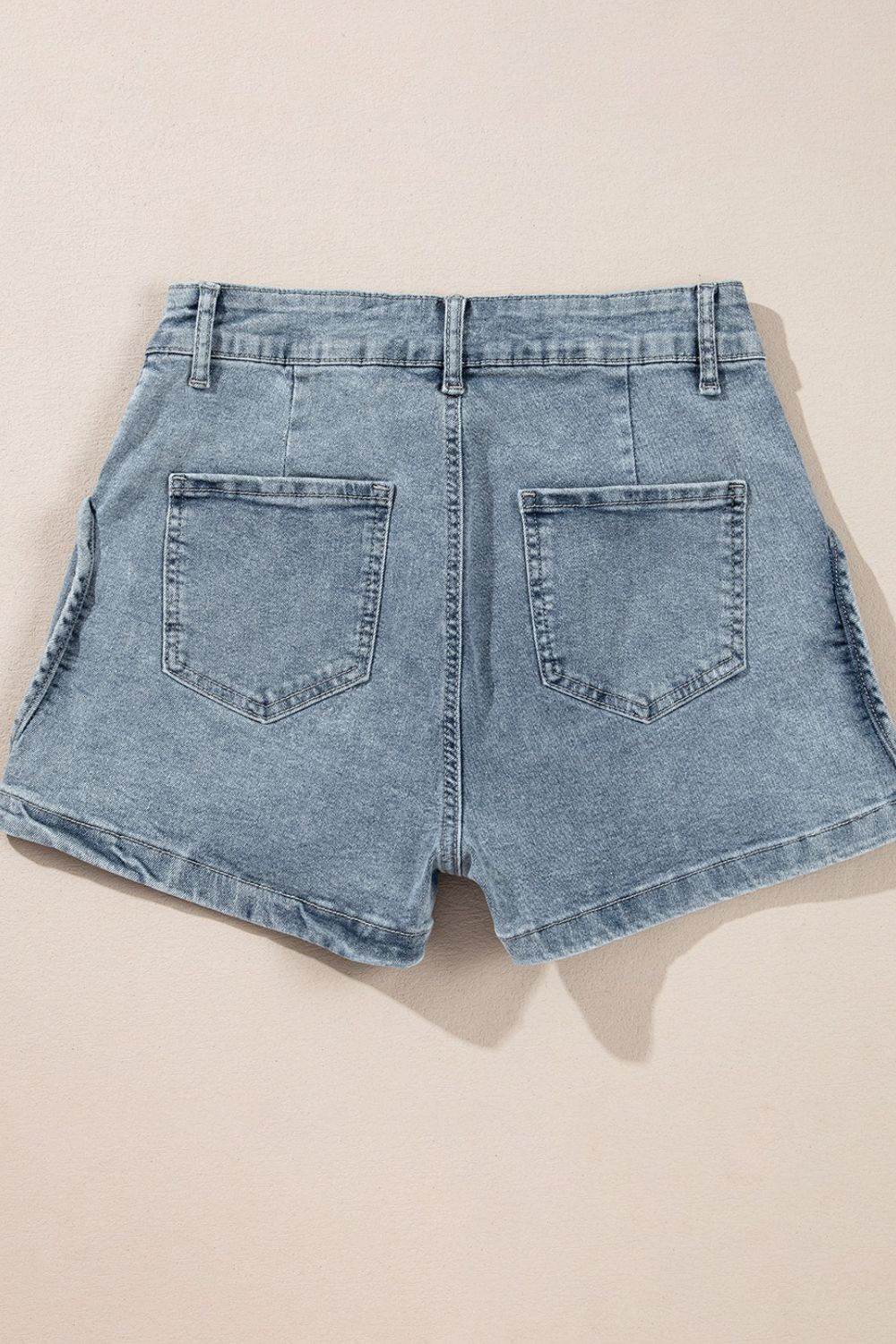 Studded Acid Wash Denim Shorts - UnLaced Boutique