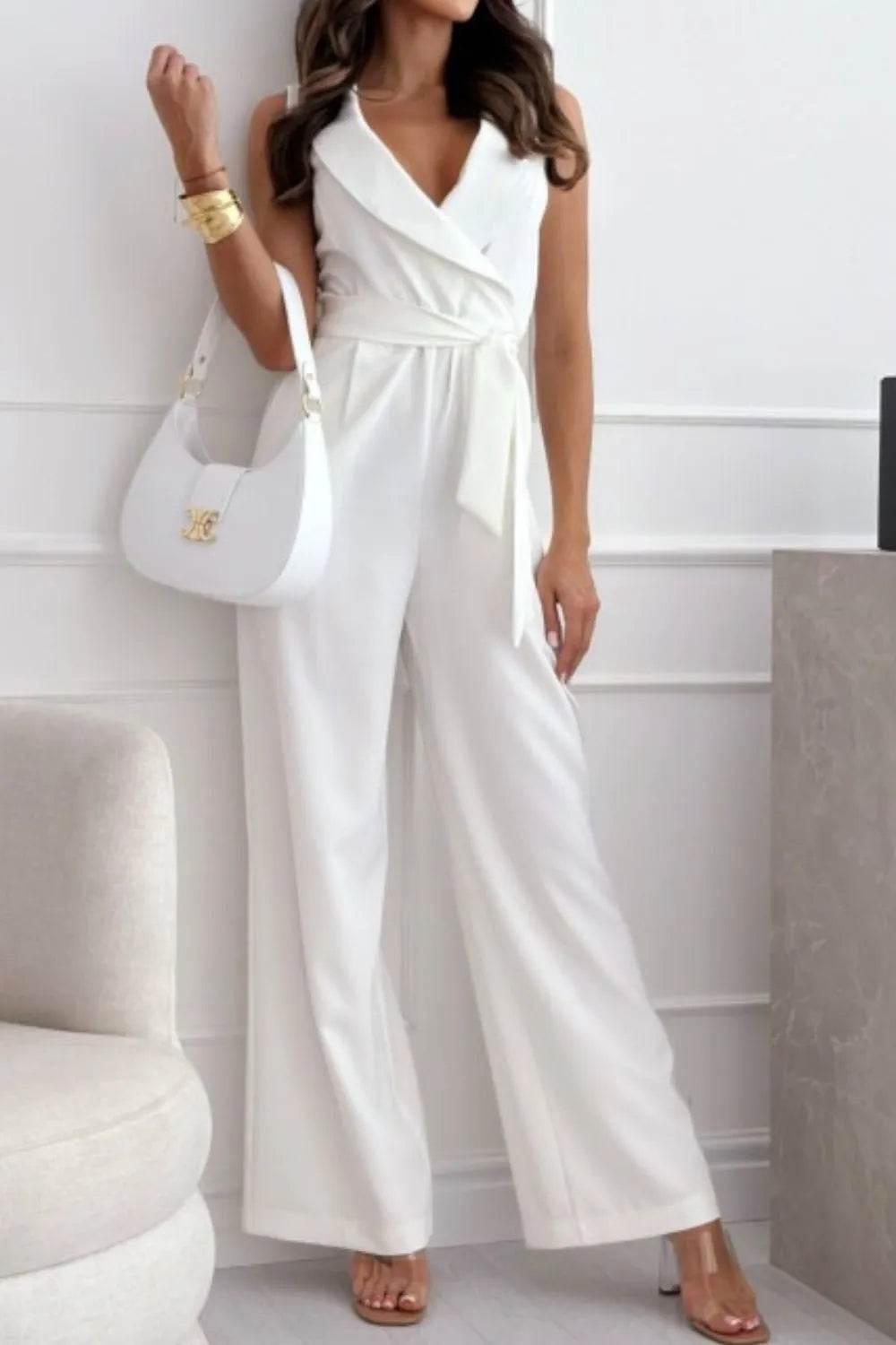 Surplice Sleeveless Wide Leg Jumpsuit - UnLaced Boutique