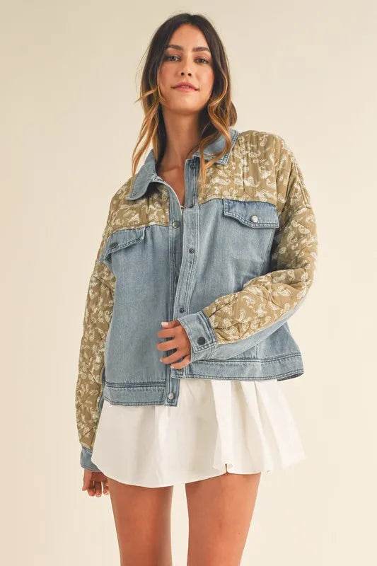 MABLE Quilted Paisley Print Contrast Denim Jacket - UnLaced Boutique