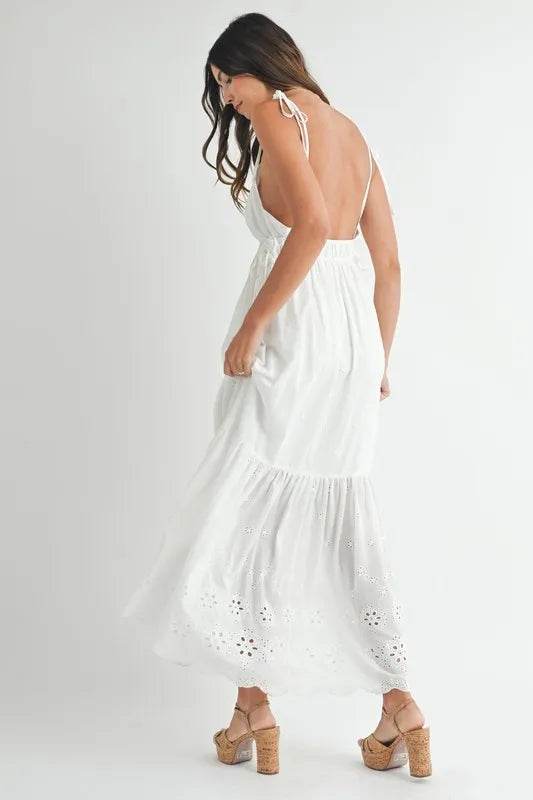 MABLE Eyelet Lace Maxi Dress with Side Strap Details - UnLaced Boutique