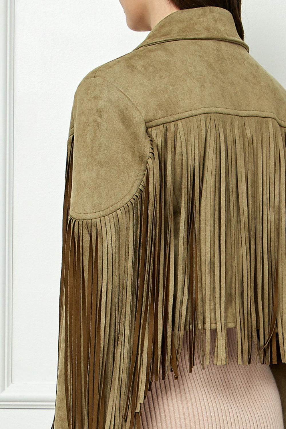 Veveret Suede Fringe Long Sleeve Moto Jacket - UnLaced Boutique