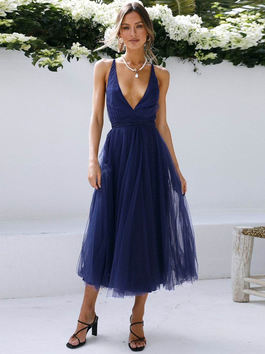 Backless Crisscross Sleeveless Midi Dress - UnLaced Boutique