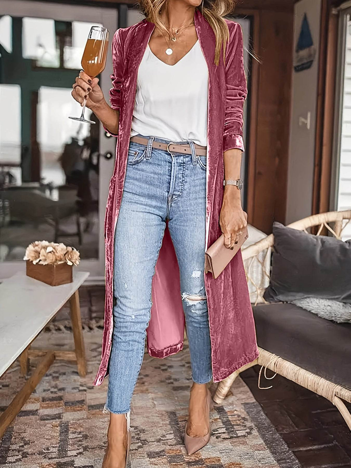 Open Front Long Sleeve Coat - UnLaced Boutique