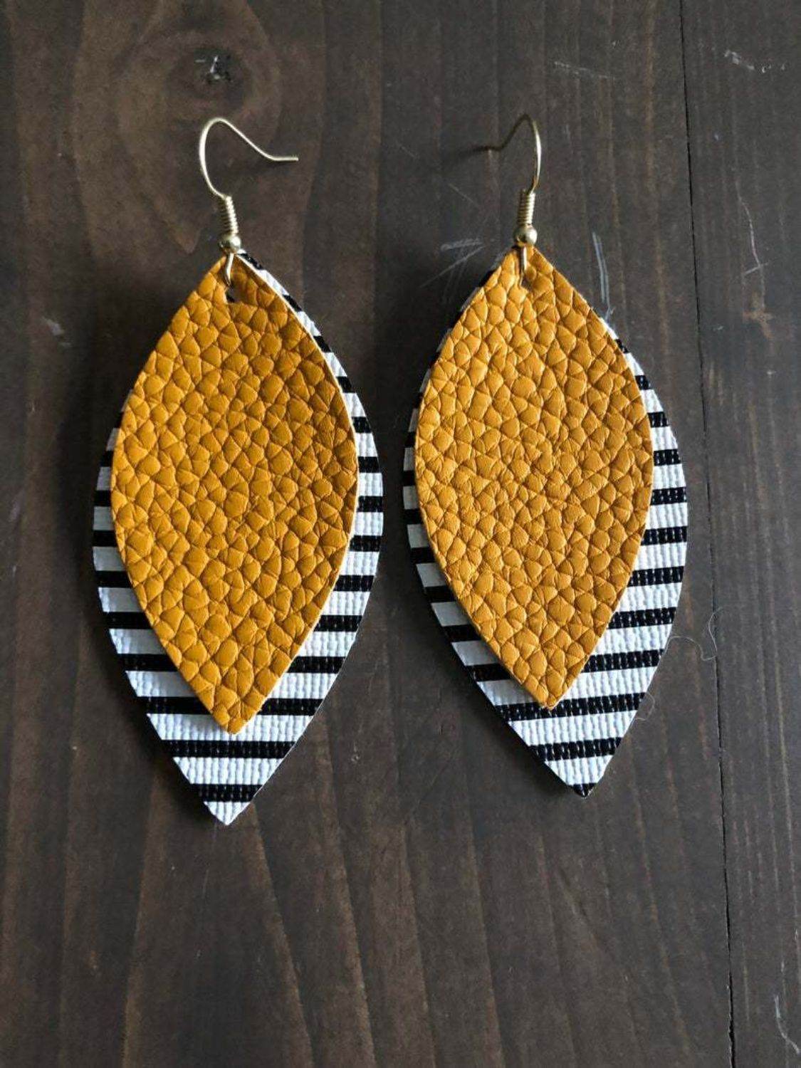 PU Leather Leaf Dangle Earrings - UnLaced Boutique