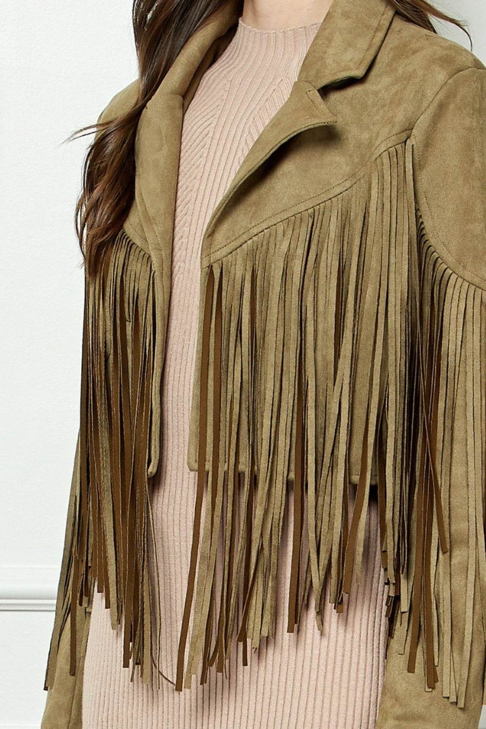 Veveret Suede Fringe Long Sleeve Moto Jacket - UnLaced Boutique