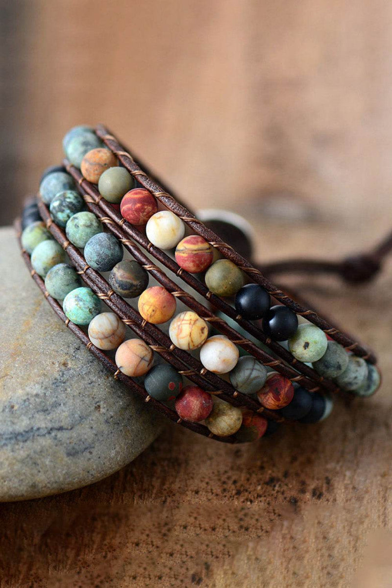 Handmade Triple Layer Beaded Agate Bracelet - UnLaced Boutique