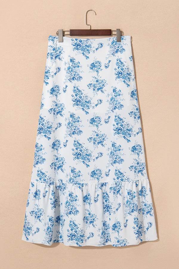 Split Asymmetrical Ruffled Printed Skirt - UnLaced Boutique